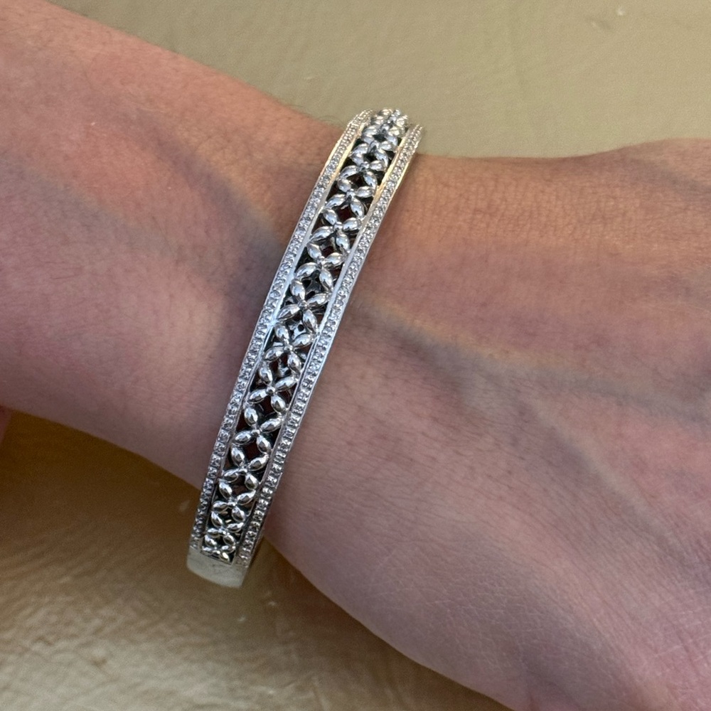 Elegant Sterling Silver & Diamond Cuff Bracelet
